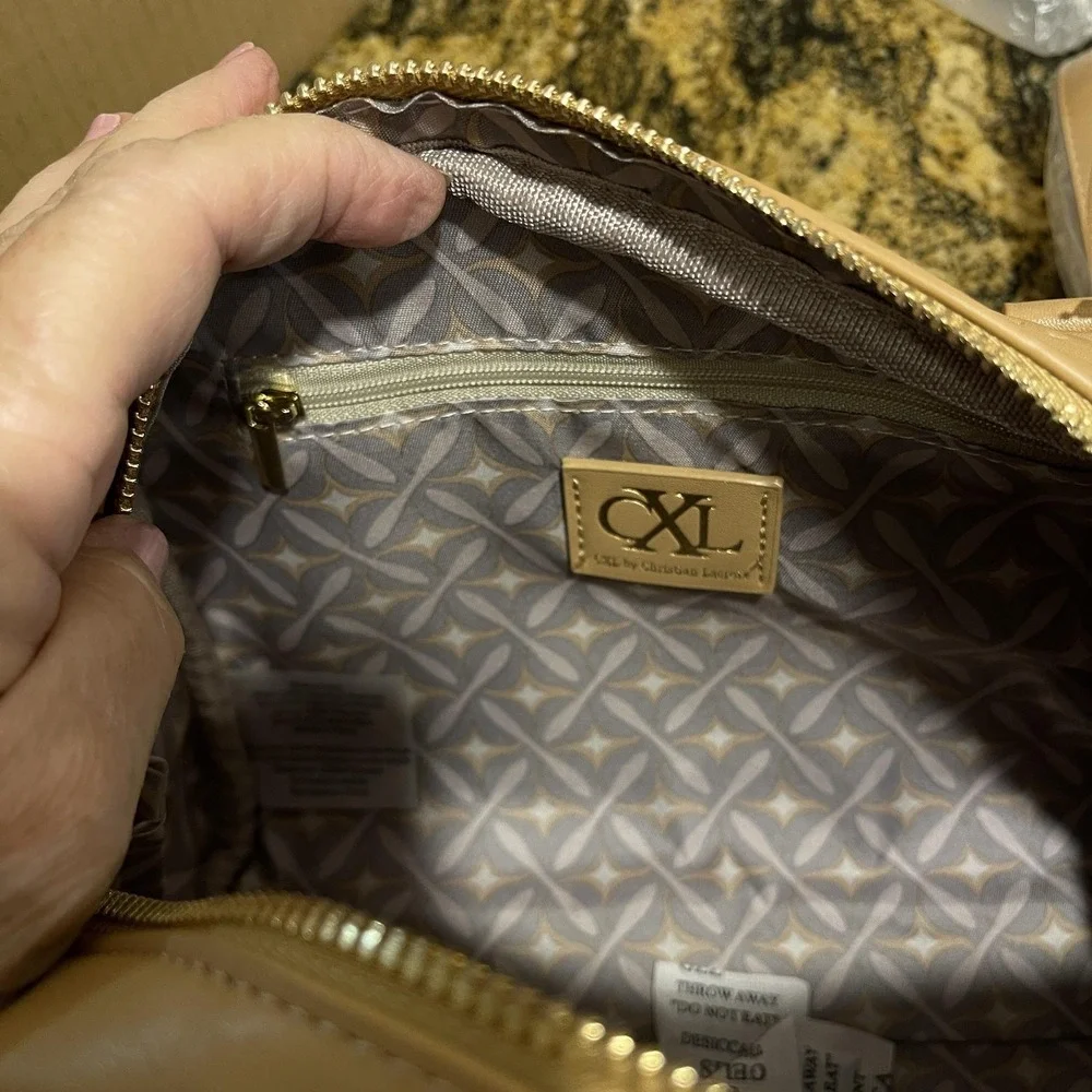 CXL by Christian Lacroix Satchel‎ Bag Womens Toffee Eiden Embossed Faux Leather
